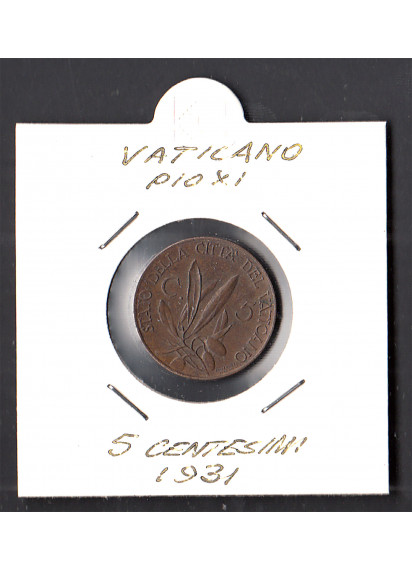 1931 - 5 centesimi Vaticano Pio XI Ramo d'Olivo Spl+